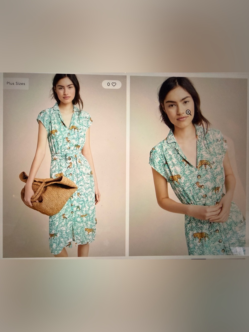 ANTHROPOLOGIE Tiger Print ShirtDress
